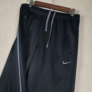 Nike Track Pants Mens M Black Grey Stripe Pockets Athleisure 480238-010 Sporty